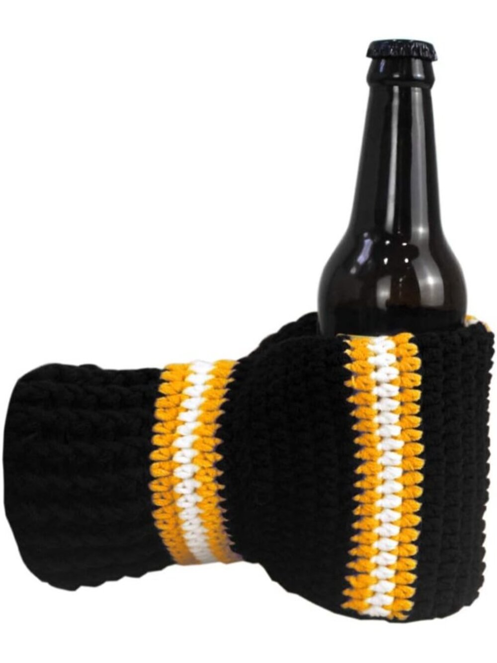 Unisex Black Knit Stitched Drink Mitt Holder Beer Mitten Gloves Tailgating Idea